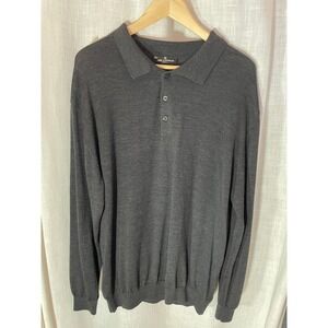 Ted Lapidus Paris Men's XXL Gray Wool Blend Long Sleeve Sweater Luxury Knit EUC‎